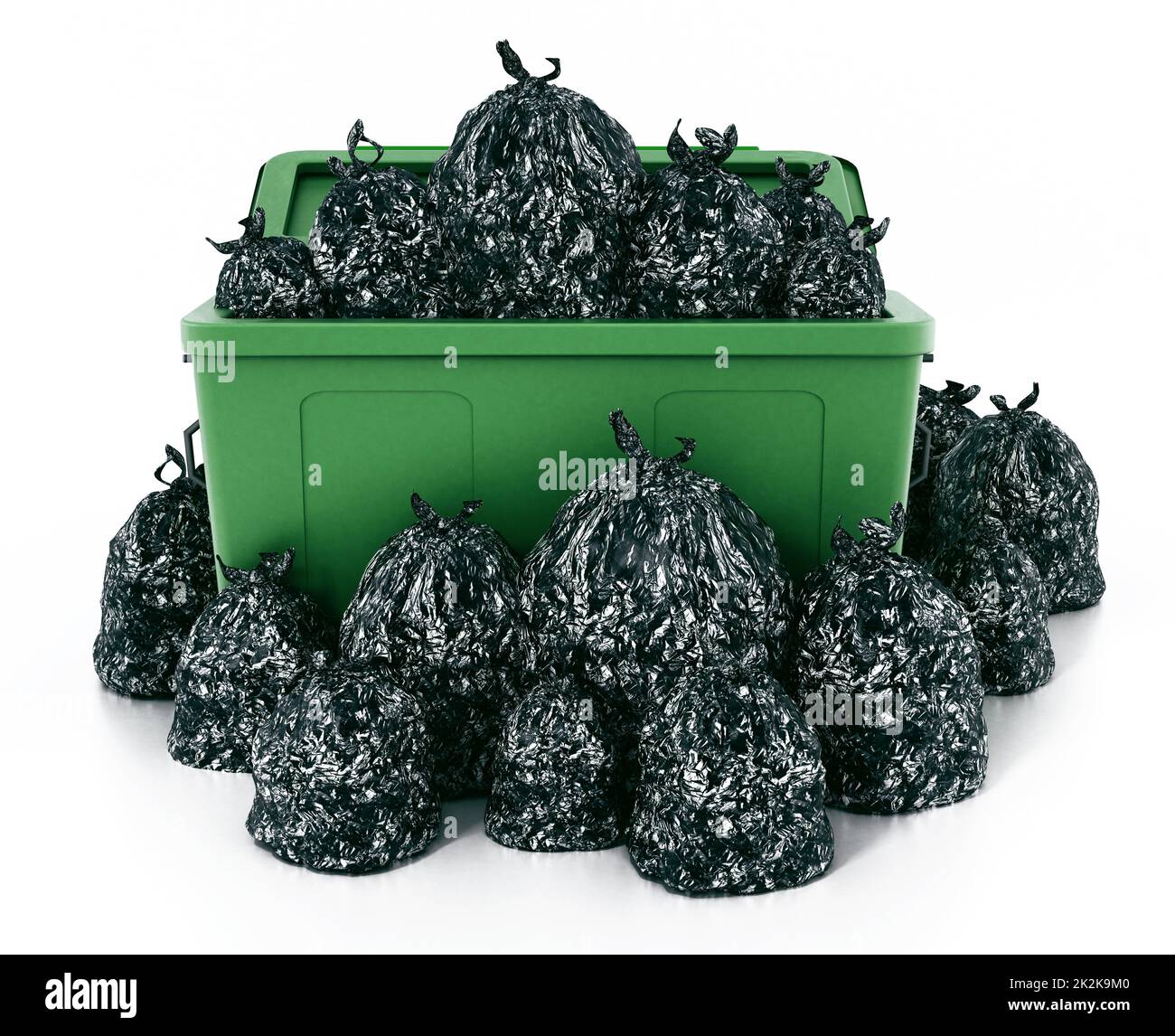 Sac poubelle isolé sur fond blanc. 3D illustration Banque D'Images