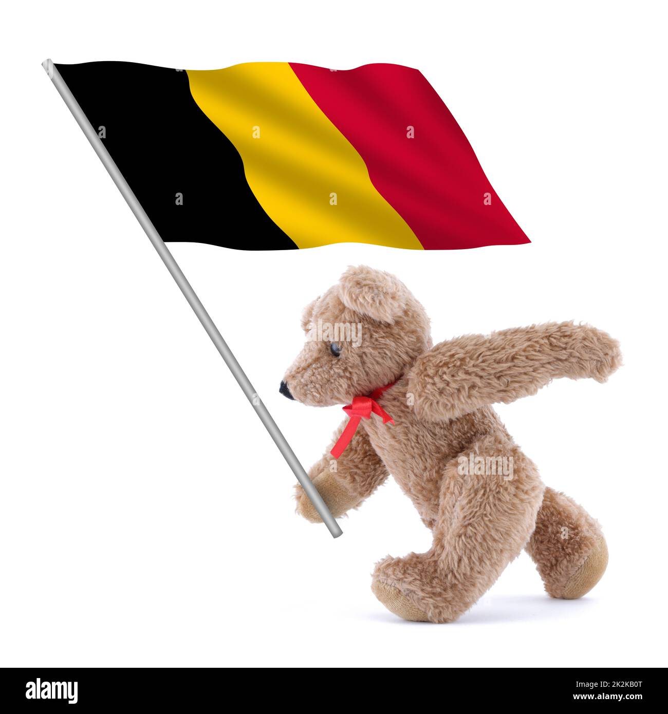 Drapeau belge porté par un adorable ours en peluche Banque D'Images