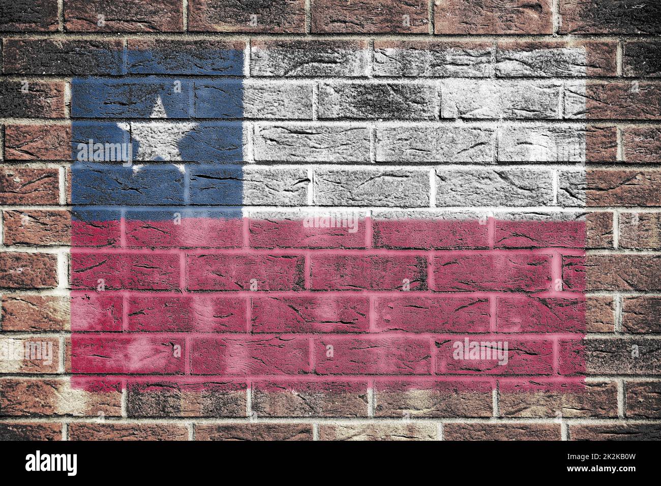 Drapeau chilien sur fond de mur de briques Banque D'Images