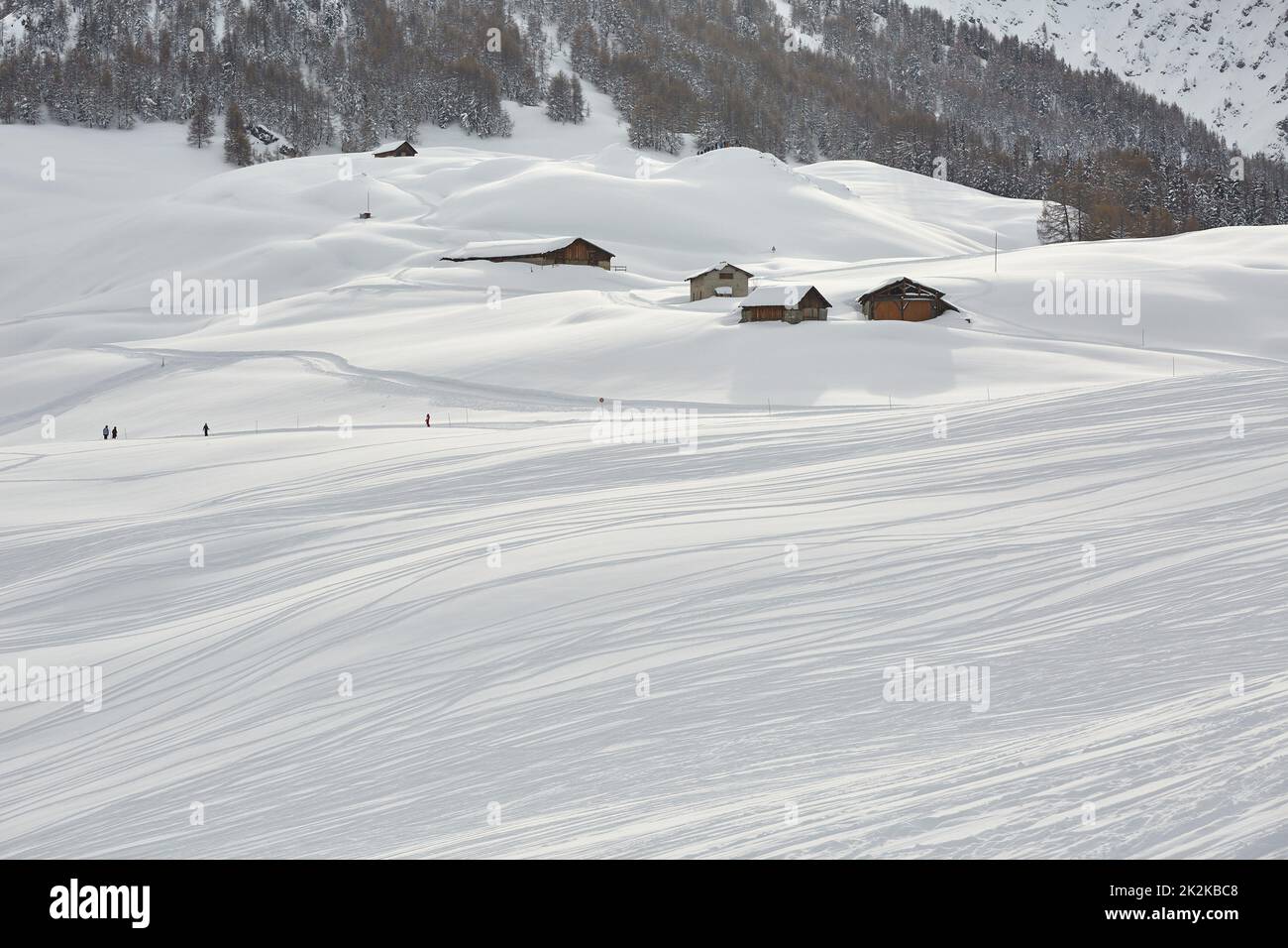Pistes de ski avec pistes de ski de fond Banque D'Images