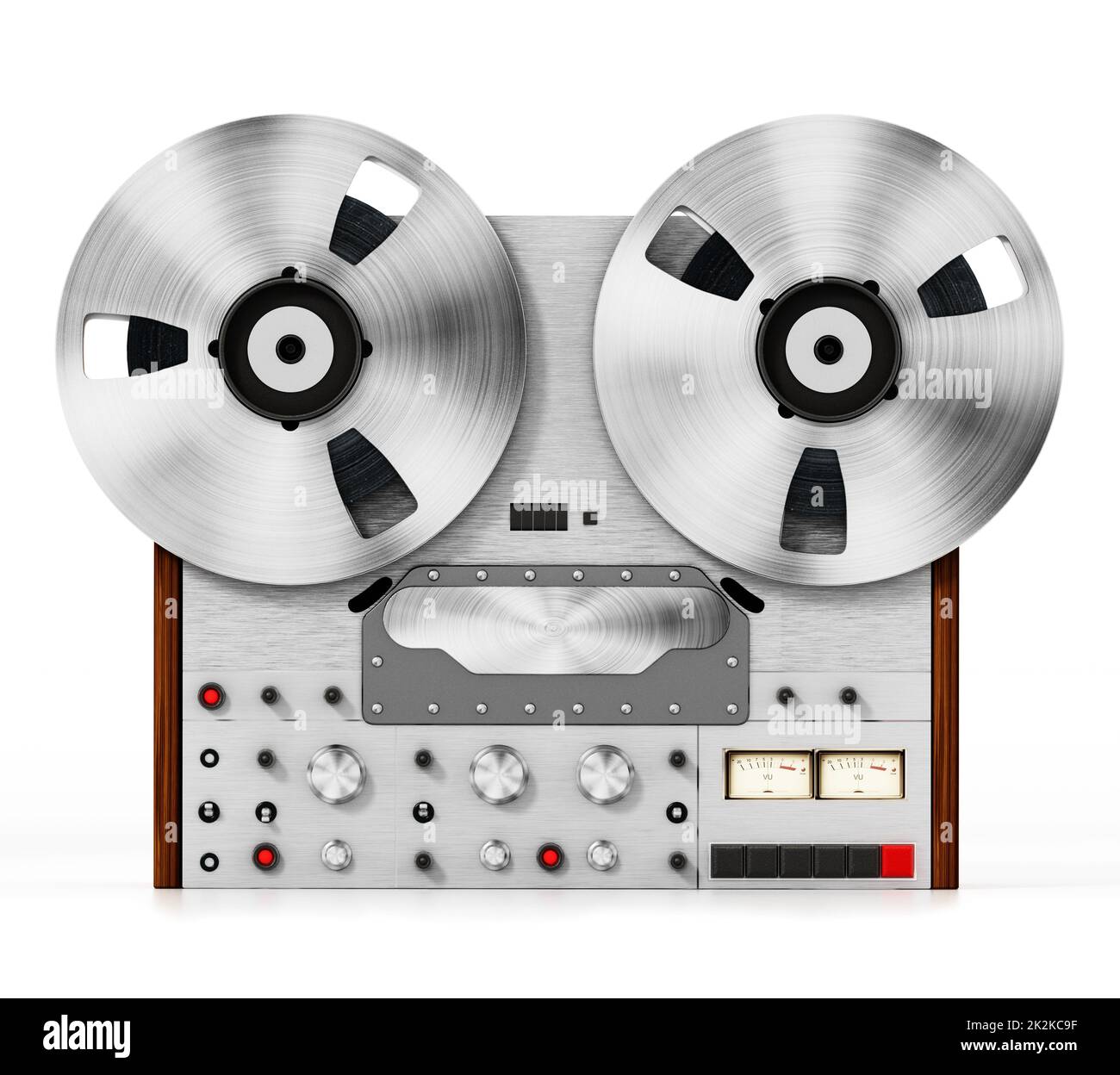 Machine d'enregistrement audio vintage isolée sur fond blanc. 3D illustration Banque D'Images