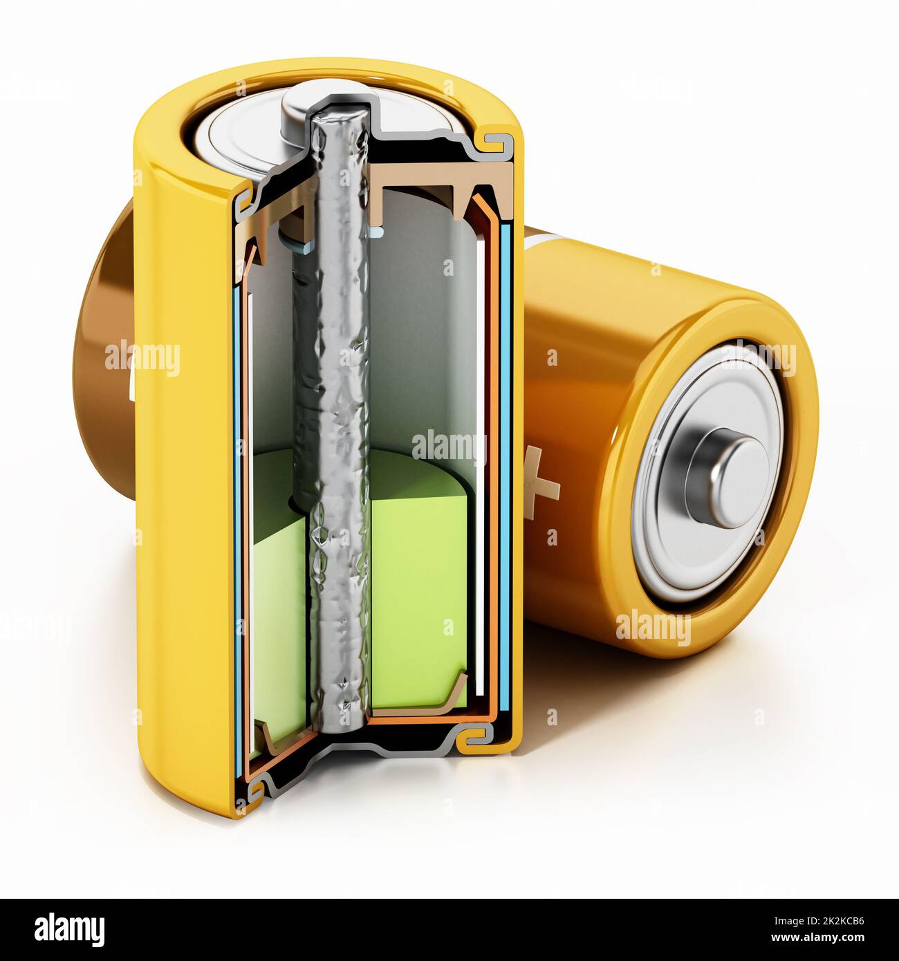 Image montrant une coupe transversale d'une batterie caline. 3D illustration Banque D'Images