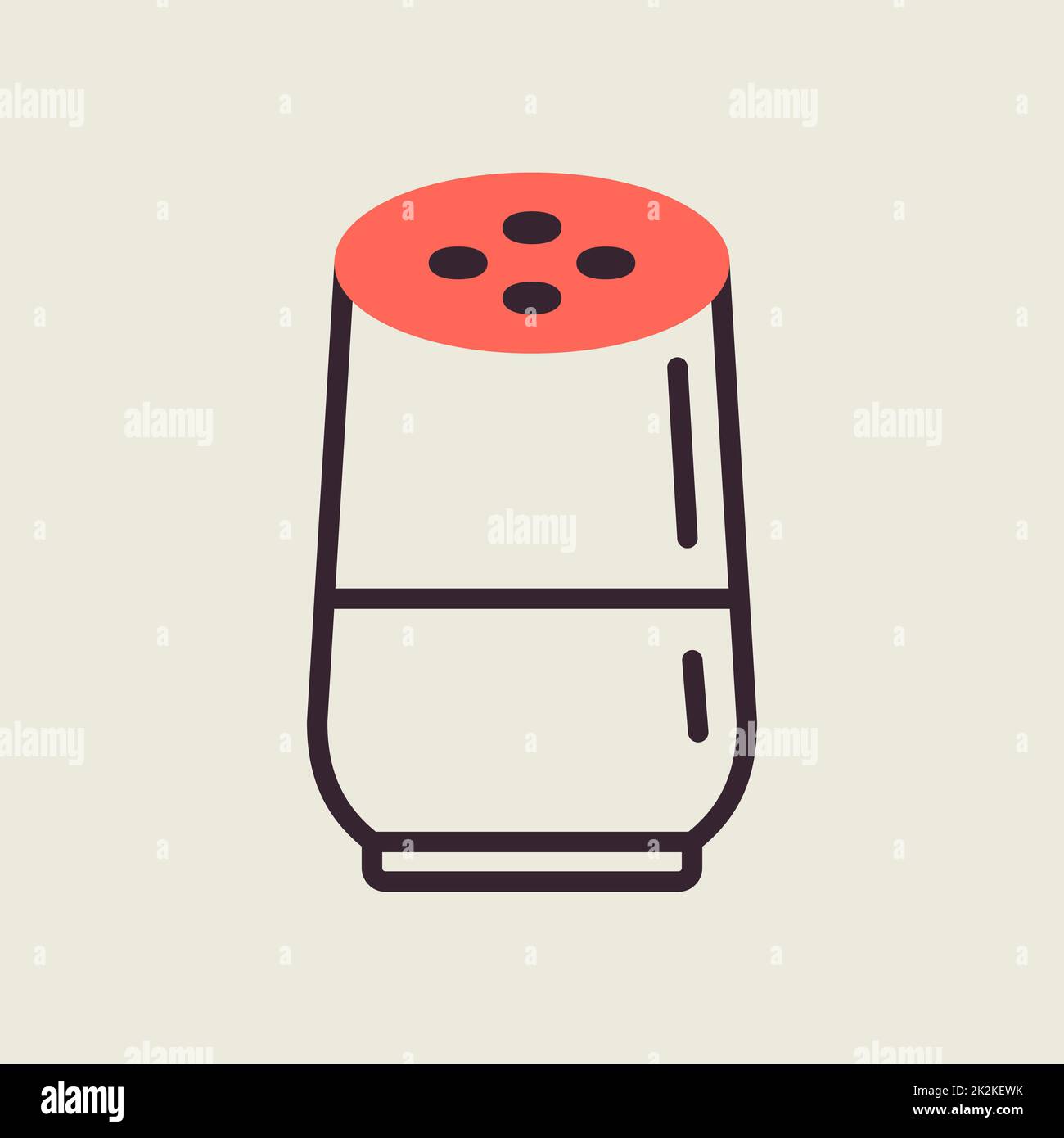 Enceinte domestique intelligente avec icône d'assistant virtuel Banque D'Images