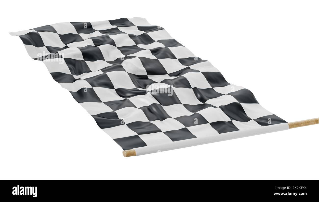 Drapeau de course à carreaux isolé sur fond blanc. 3D illustration Banque D'Images