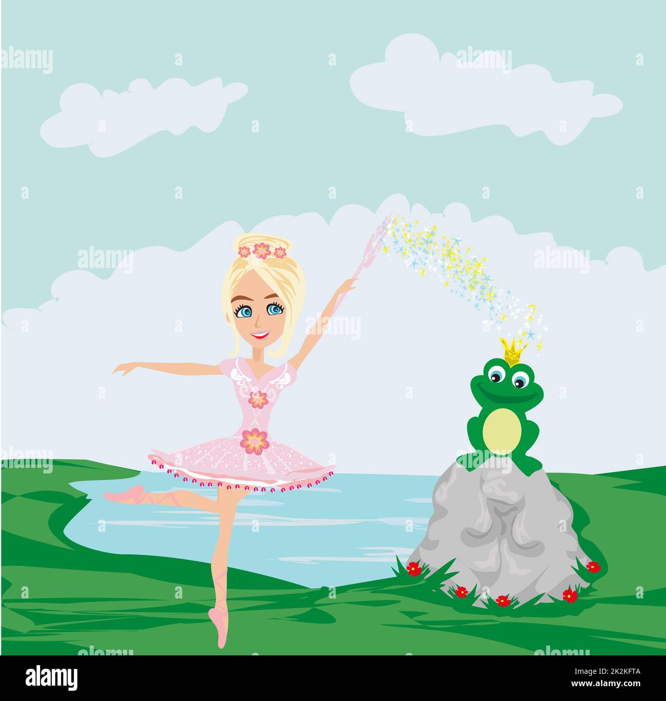 Grenouille avec une couronne et fairy ballerina Banque D'Images