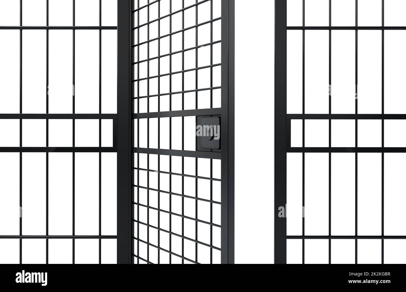 Porte à moitié ouverte d'une cellule de prison. 3D illustration Banque D'Images