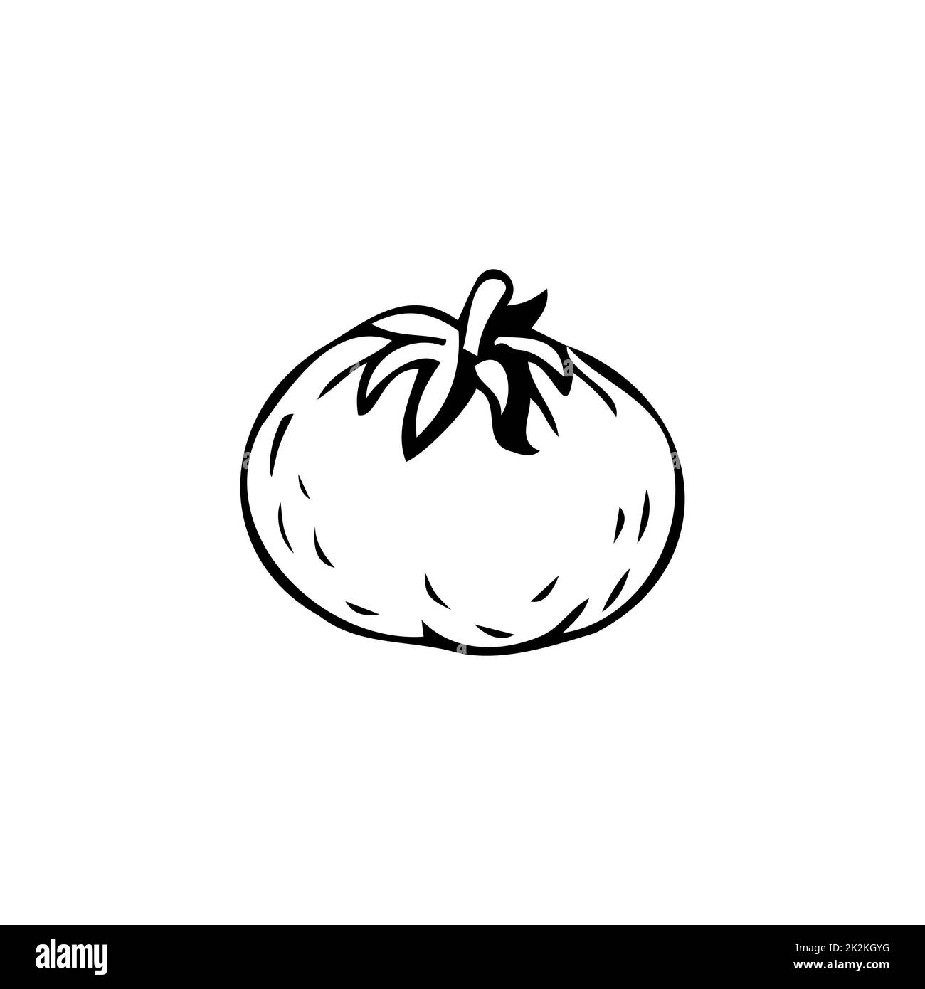 Tomates mûres fines lignes noires sur fond blanc - Vector Banque D'Images