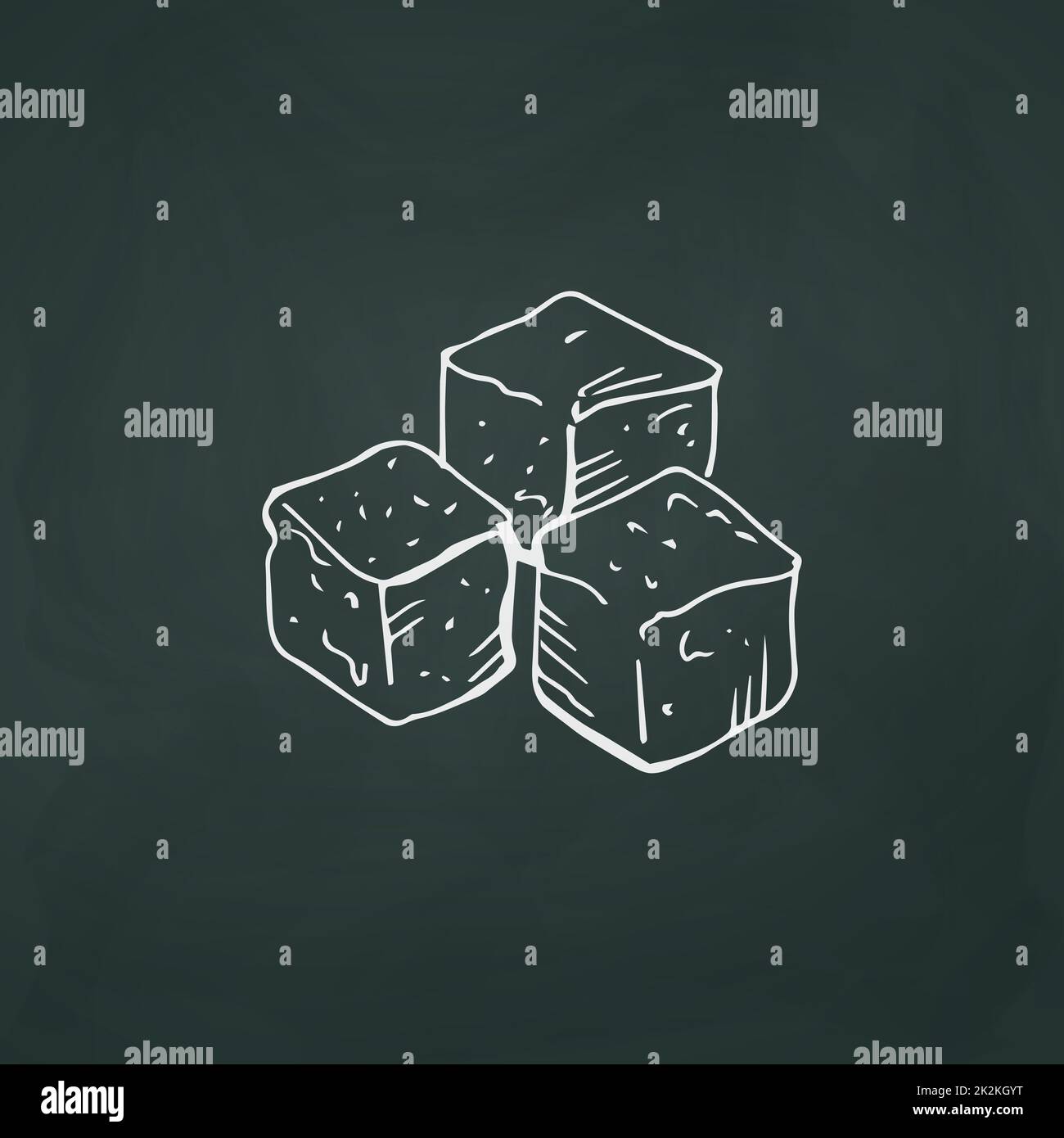 Cubes de sucre raffinés fines lignes blanches sur un fond sombre texturé - Vector Banque D'Images