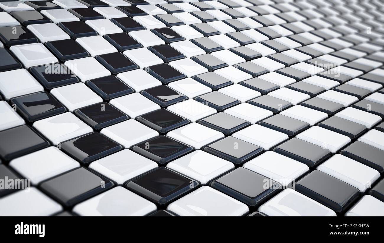 Texture drapeau à carreaux avec motif ondulé. 3D illustration Banque D'Images