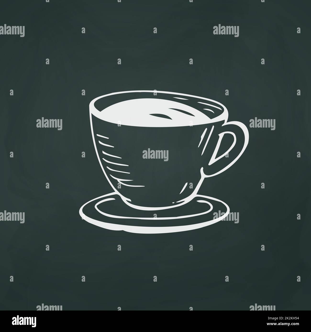 Tasse de café fines lignes blanches sur fond texturé foncé - Vector Banque D'Images