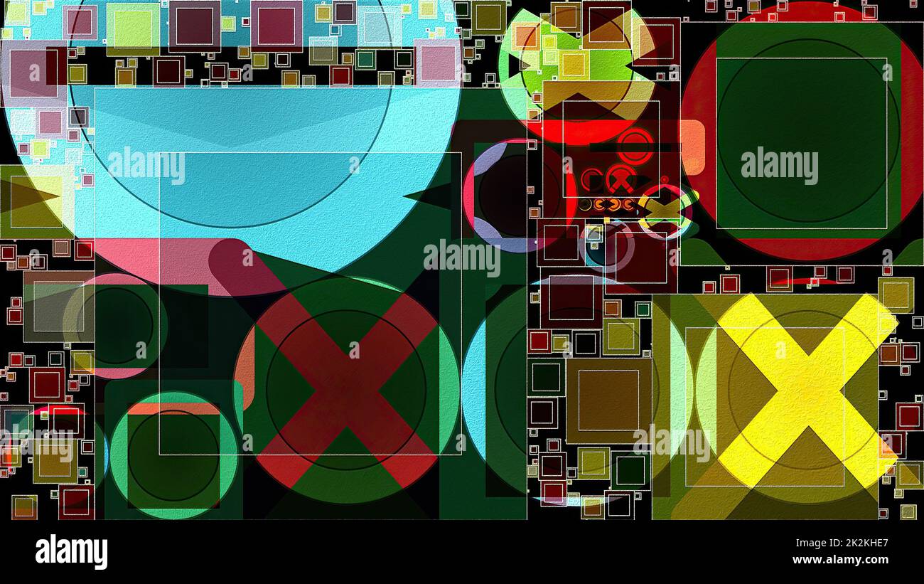Illustration d'une composition abstraite composée de formes et d'éléments géométriques Banque D'Images