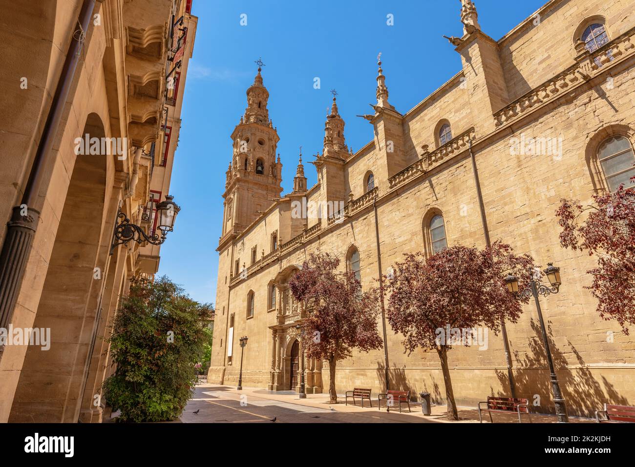 Vue sur la co-cathédrale Santa Maria de la Redonda Logroño à la Rioja, Espagne Banque D'Images