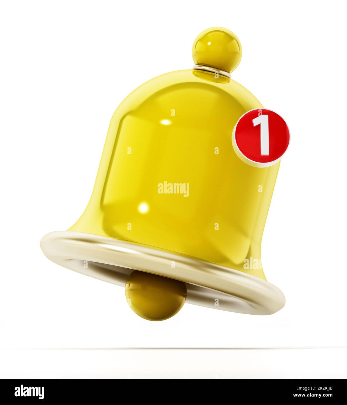 Sonnerie de notification isolée sur fond blanc. 3D illustration Banque D'Images