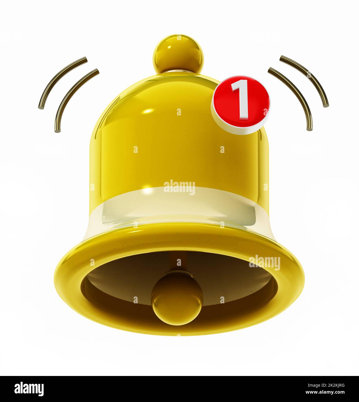 Sonnerie de notification isolée sur fond blanc. 3D illustration Banque D'Images