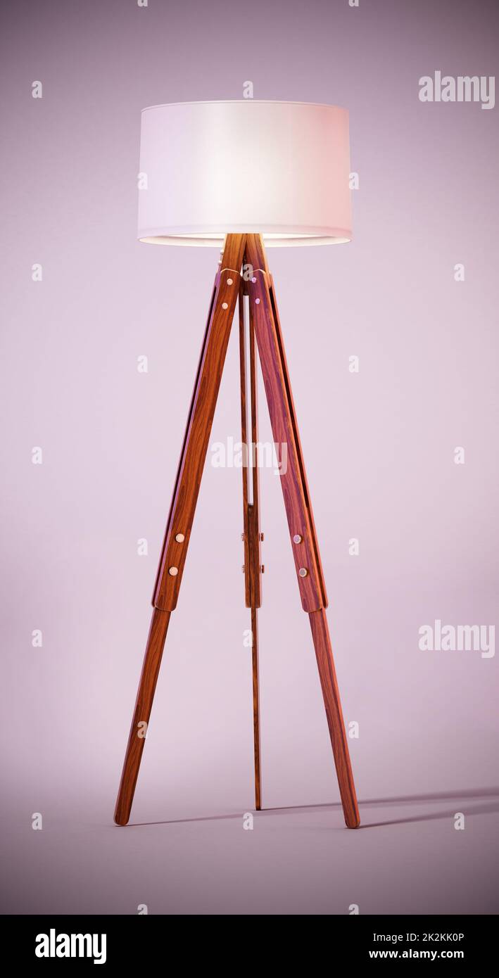 Lampadaire vintage sur fond de couleur douce. 3D illustration Banque D'Images