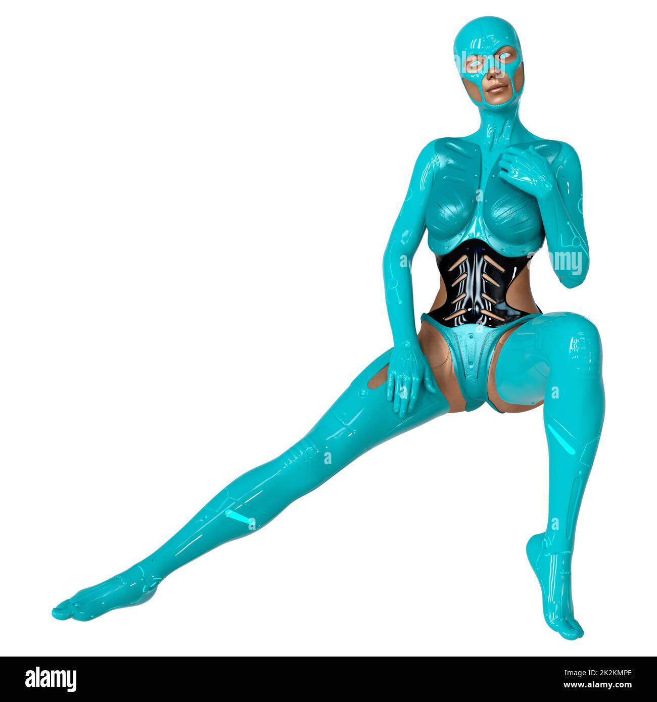 Le Rendu 3D Robot femelle on White Banque D'Images