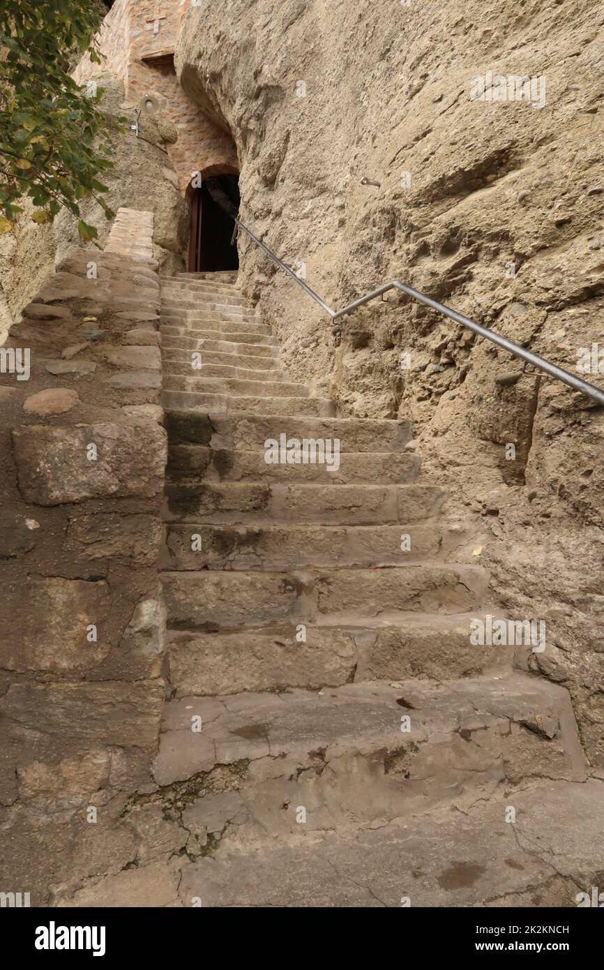 Escalier menant au monastère de la Sainte Trinité, Meteora Banque D'Images
