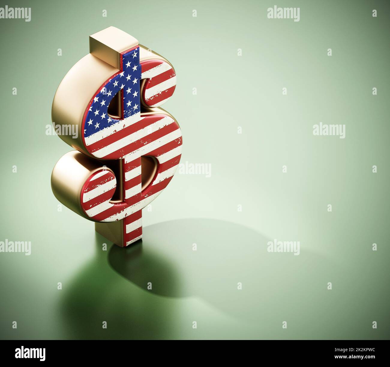 Drapeau américain Dollar texturé sur fond vert. 3d illustration Banque D'Images