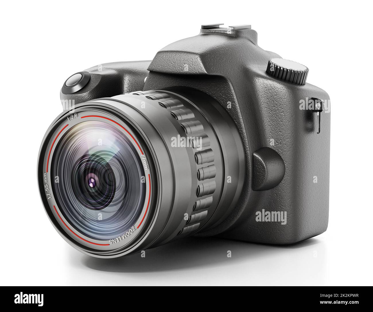 Appareil photo reflex numérique professionnel isolé sur fond blanc. 3D illustration Banque D'Images