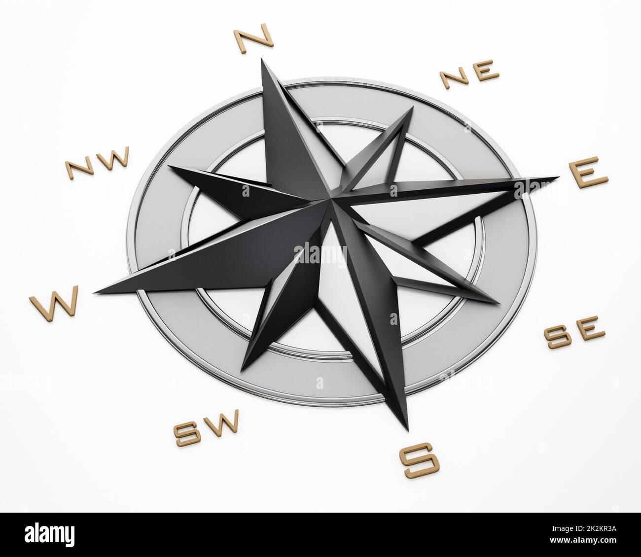 Symbole de boussole vintage indiquant les directions. 3D illustration Banque D'Images