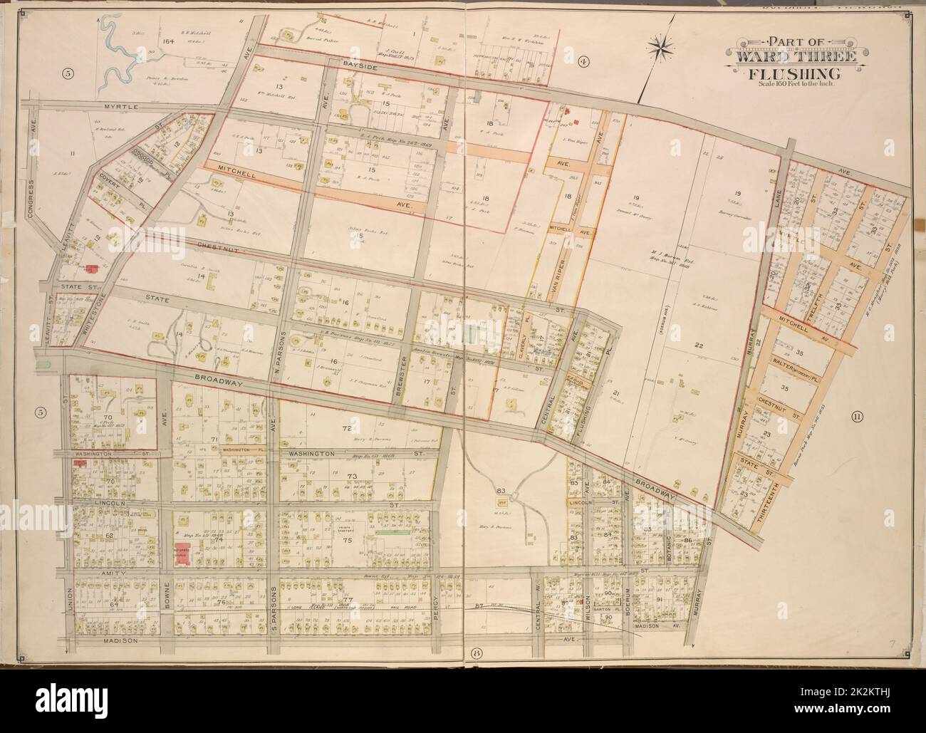 Cartographie, cartes. 1908 - 1913. Lionel Pincus et Princess Firyal Map Division. Queens (New York, New York), long Island City (New York, New York) Queens, vol. 3, plaque double page no 7; partie du rinçage de la paroisse trois. Carte délimitée par Congress Ave., Myrtle Ave., Bayside Ave., Whitestone Ave., S. Parsons Ave., N. Parsons Ave., Bowne Ave., Brewster Ave., Claverly PL., Vanriper Ave., Central Ave., Flushing PL., Wilson Ave., Boerum Ave., Madison Ave., Botanic PL., Broadway, Murray Lane, Mitchell Ave., Walter PL., MC. Creery, Covert PL., Osgood PL., Washington PL.; y compris Leavitt St., State St., Chestnut Banque D'Images Cartographie, cartes. 1908 - 1913. Lionel Pincus et Princess Firyal Map Division. Queens (New York, New York), long Island City (New York, New York) Queens, vol. 3, plaque double page no 7; partie du rinçage de la paroisse trois. Carte délimitée par Congress Ave., Myrtle Ave., Bayside Ave., Whitestone Ave., S. Parsons Ave., N. Parsons Ave., Bowne Ave., Brewster Ave., Claverly PL., Vanriper Ave., Central Ave., Flushing PL., Wilson Ave., Boerum Ave., Madison Ave., Botanic PL., Broadway, Murray Lane, Mitchell Ave., Walter PL., MC. Creery, Covert PL., Osgood PL., Washington PL.; y compris Leavitt St., State St., Chestnut Banque D'Images