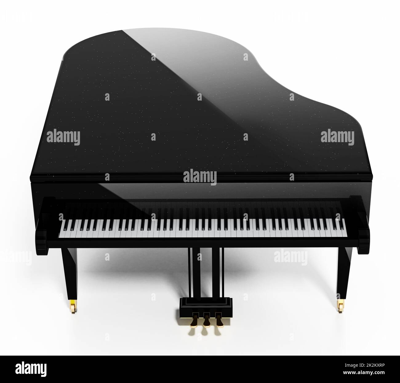 Piano à queue générique isolé sur fond blanc. 3D illustration. 3D illustration Banque D'Images