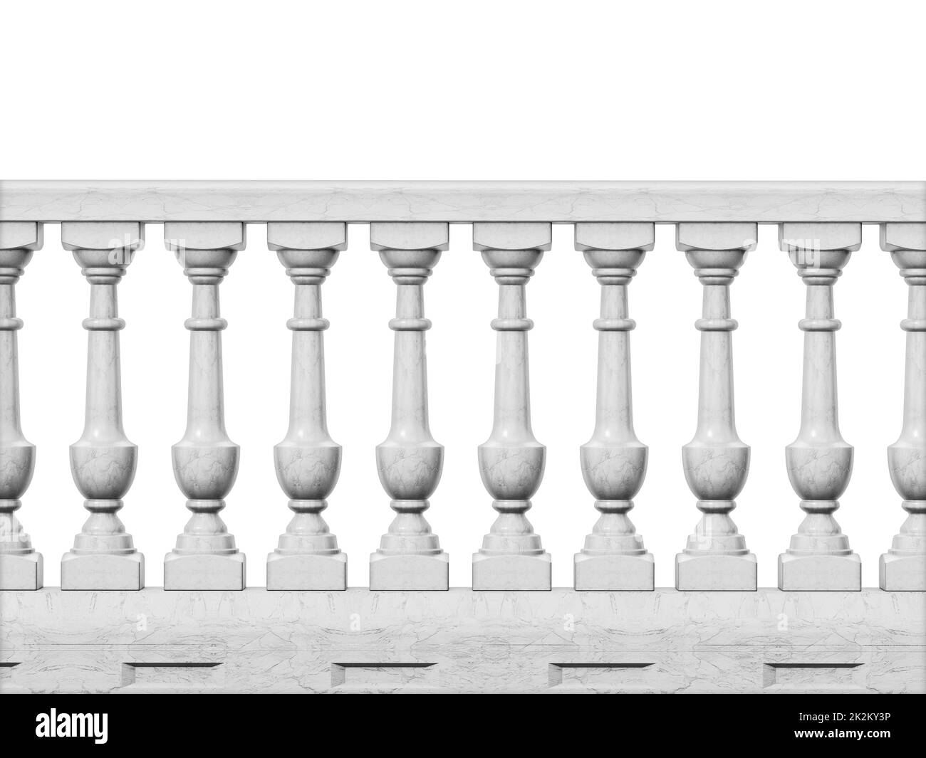 Balustrade isolée sur fond blanc. 3D illustration Banque D'Images