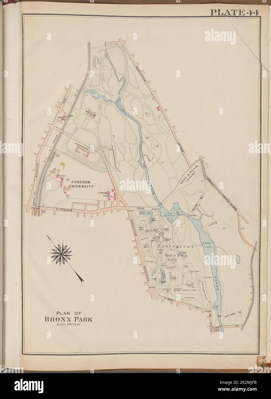 Cartographie, cartes. 1911. Lionel Pincus et Princess Firyal Map Division. Bronx (New York, New York), New York (New York) Plaque 44 carte délimitée par le boulevard Bronx, chemin White Plains, 180th rue E., 182nd rue E., boulevard Southern, E. Fordham Rd., Webster Ave. Plan du parc Bronx Banque D'Images