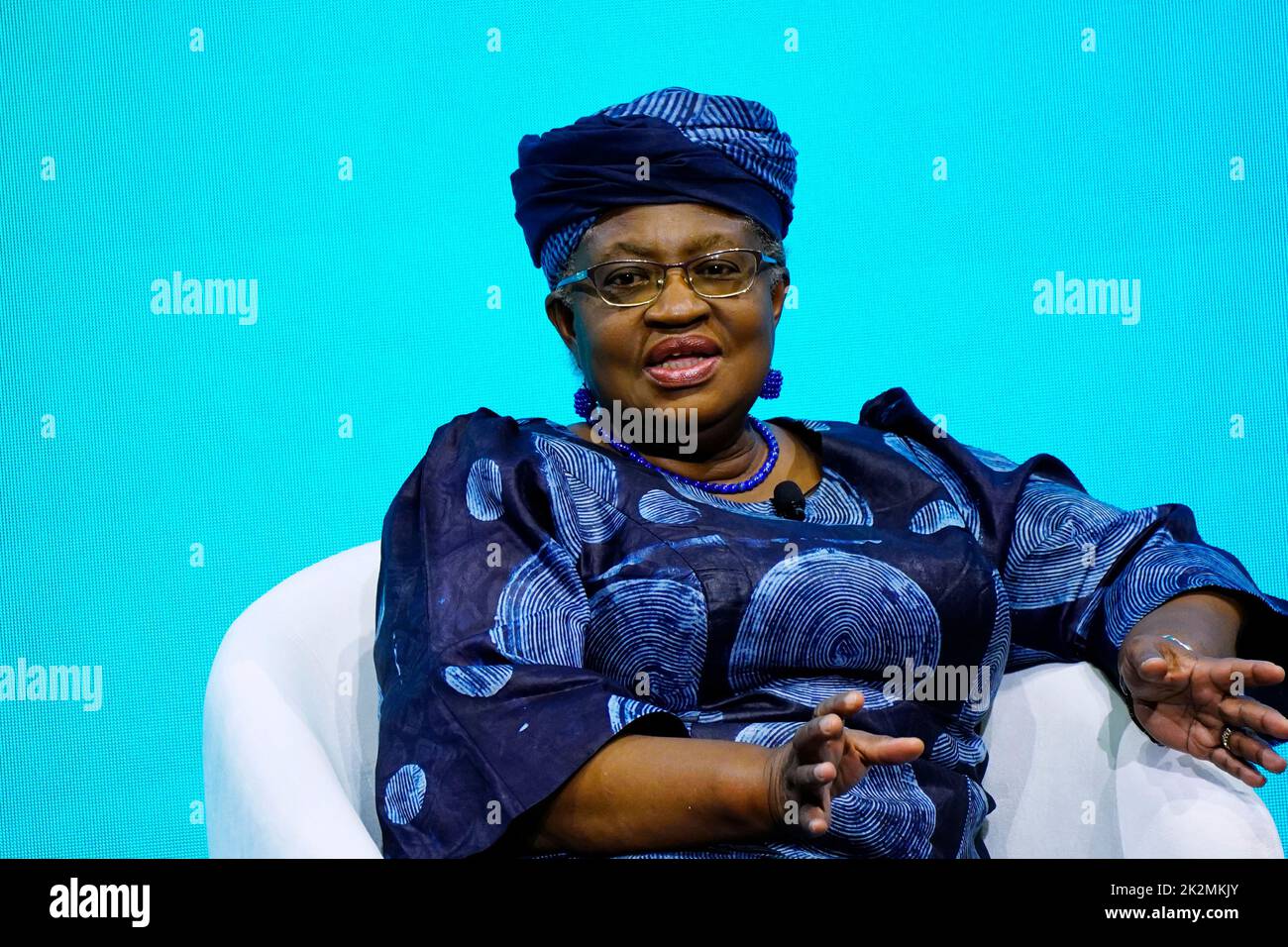 09/19/2022 New York, New York M. Ngozi Okonjo-Iweala prend la parole lors de la conférence sur l'Afrique, qui s'est tenue lundi au 42nd rue Cipriani à New York, à 19 septembre 2022. (Photo de Jennifer Graylock/Sipa USA) Banque D'Images