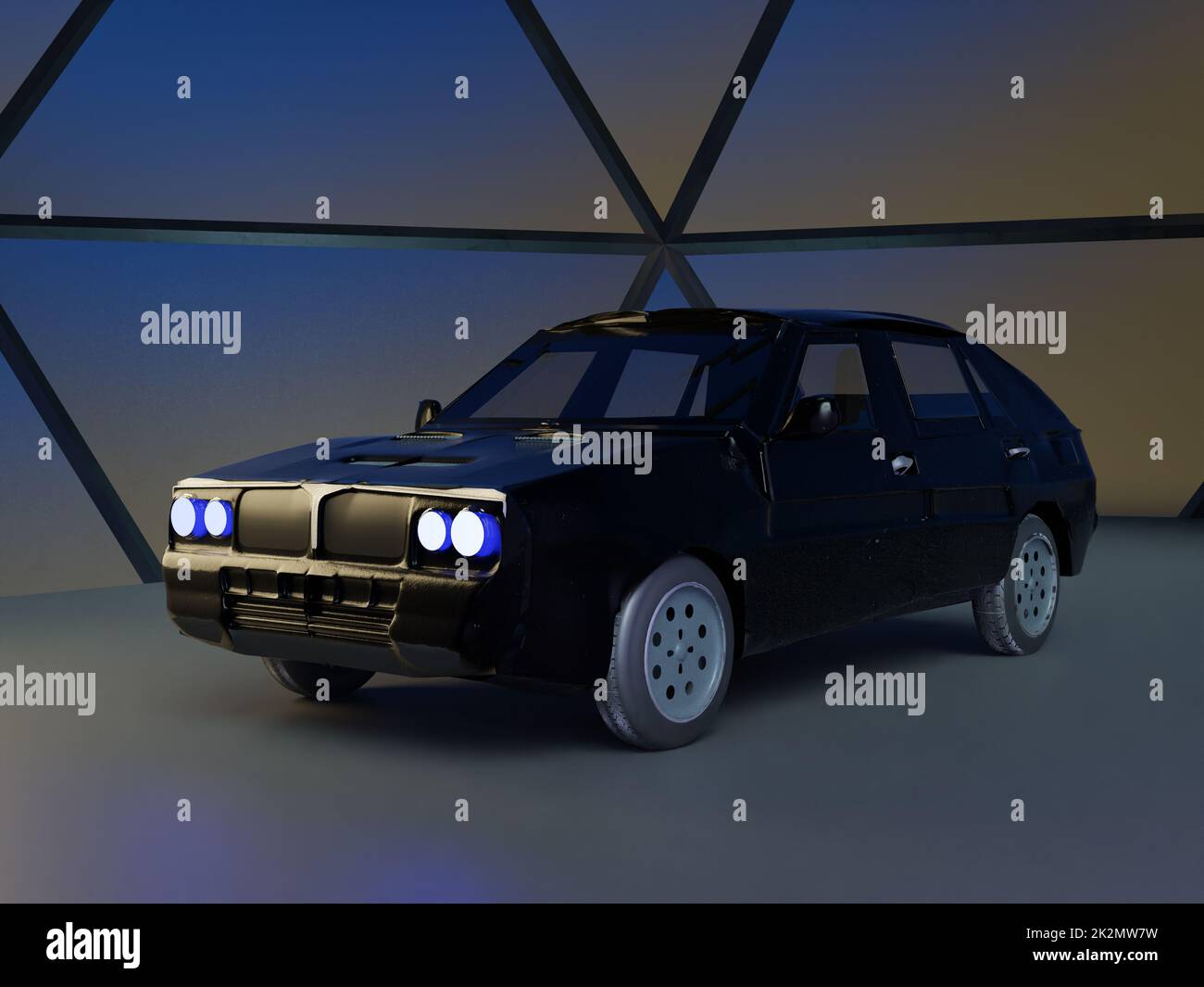 Voiture noire dans la lumière sombre Banque D'Images