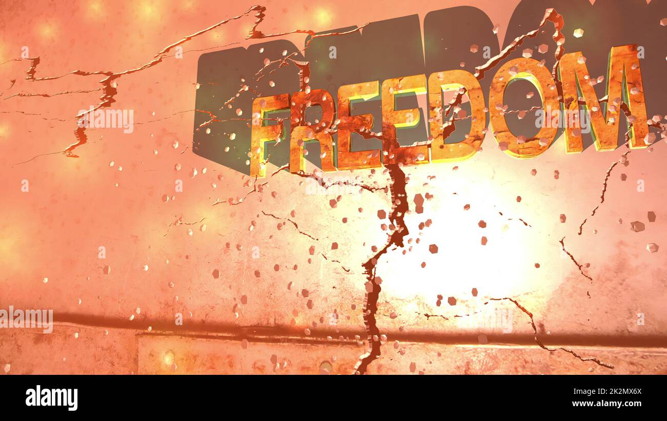 Grunge le texte de liberté sur l'illustration 3d du mur Banque D'Images