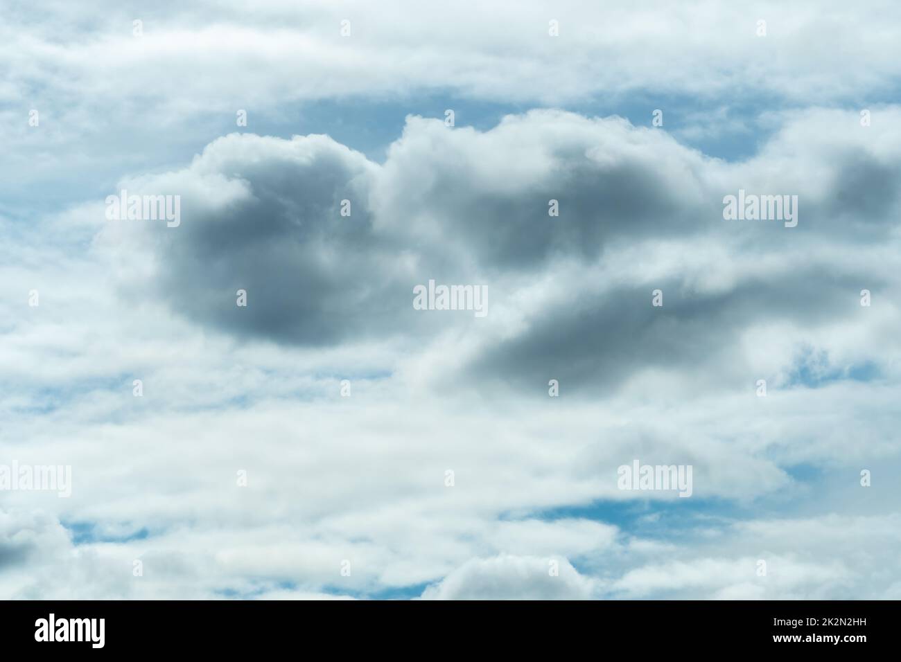 Nuages blancs et gris moelleux sur ciel bleu. Toucher doux comme le coton. Paysage blanc bourré. La beauté dans la nature. Gros plan blanc nuages texture arrière-plan. Ciel nuageux. Arrière-plan pour la tranquillité. Banque D'Images