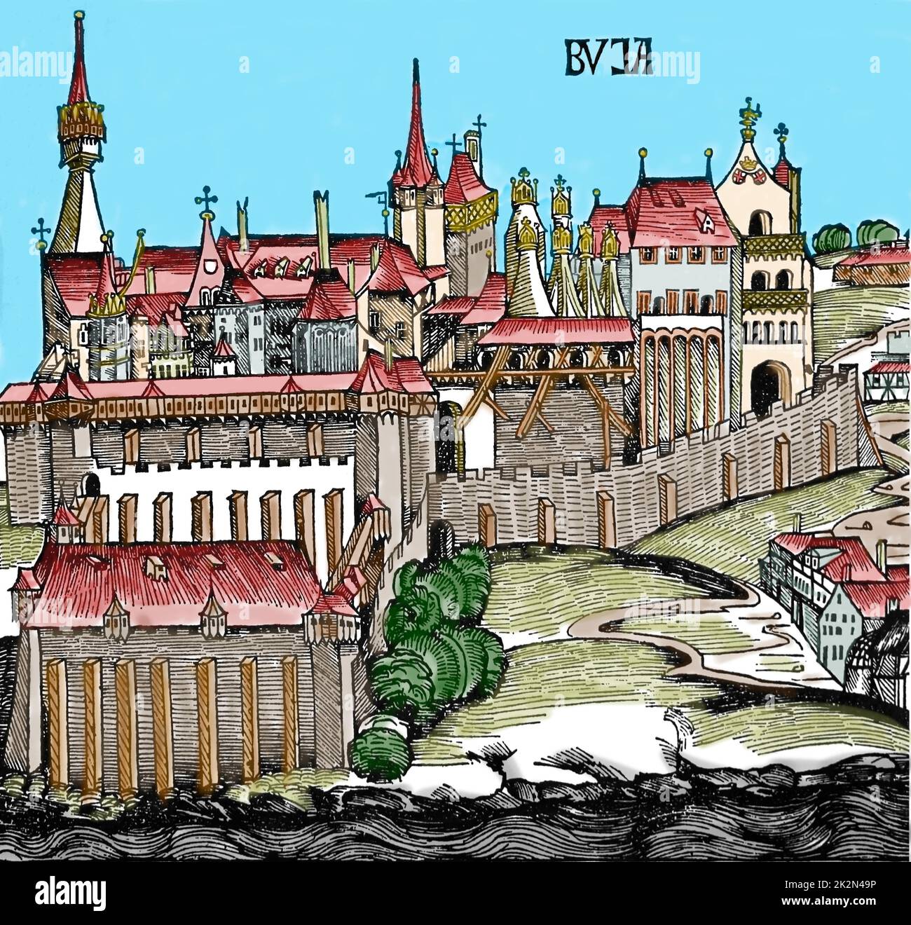 Budapest. Chronique de Nuremberg, 1494. Banque D'Images