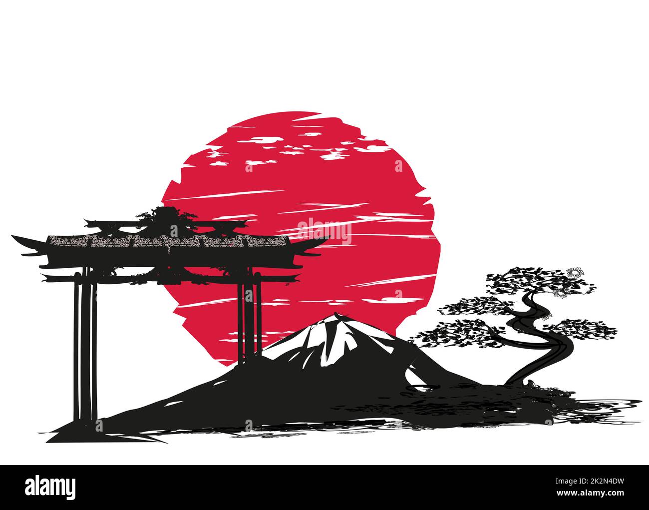 Résumé carte avec paysage japonais Banque D'Images
