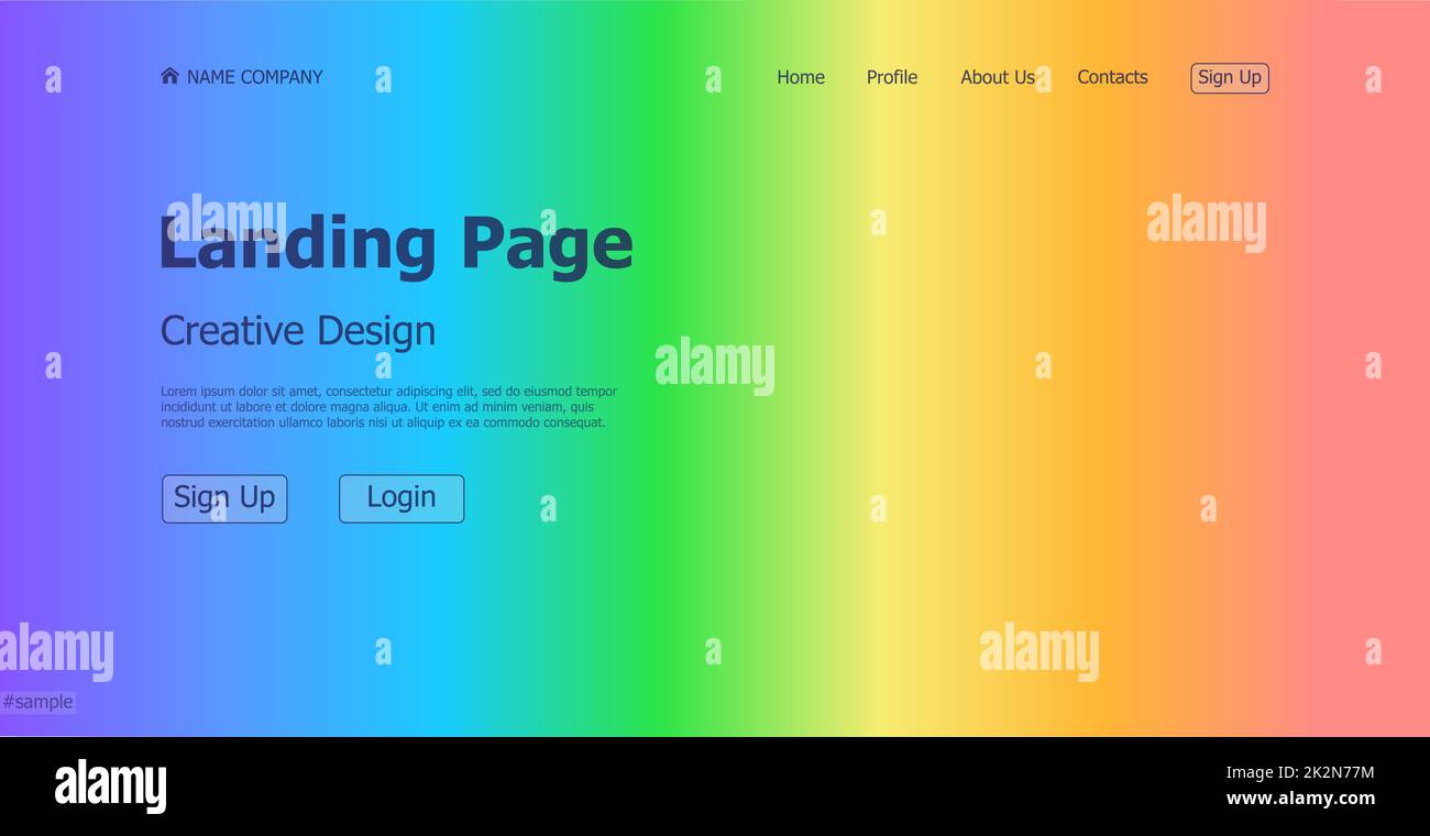 Dégradé coloré Rainbow web page d'arrivée modèle de page d'arrivée de site numérique concept de page d'arrivée - Vector Banque D'Images