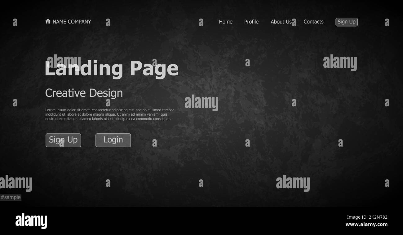 Modèle de page d'arrivée Web sombre concept de conception de page d'arrivée de site Web numérique - Vector Banque D'Images