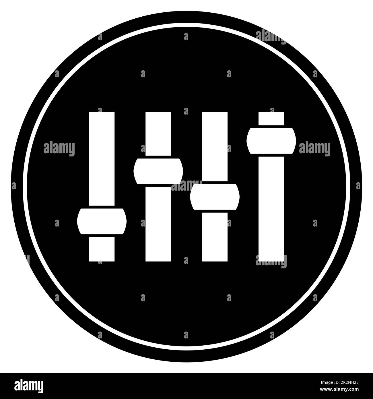 Paramètres symbole sur bouton noir avec cadre blanc Banque D'Images