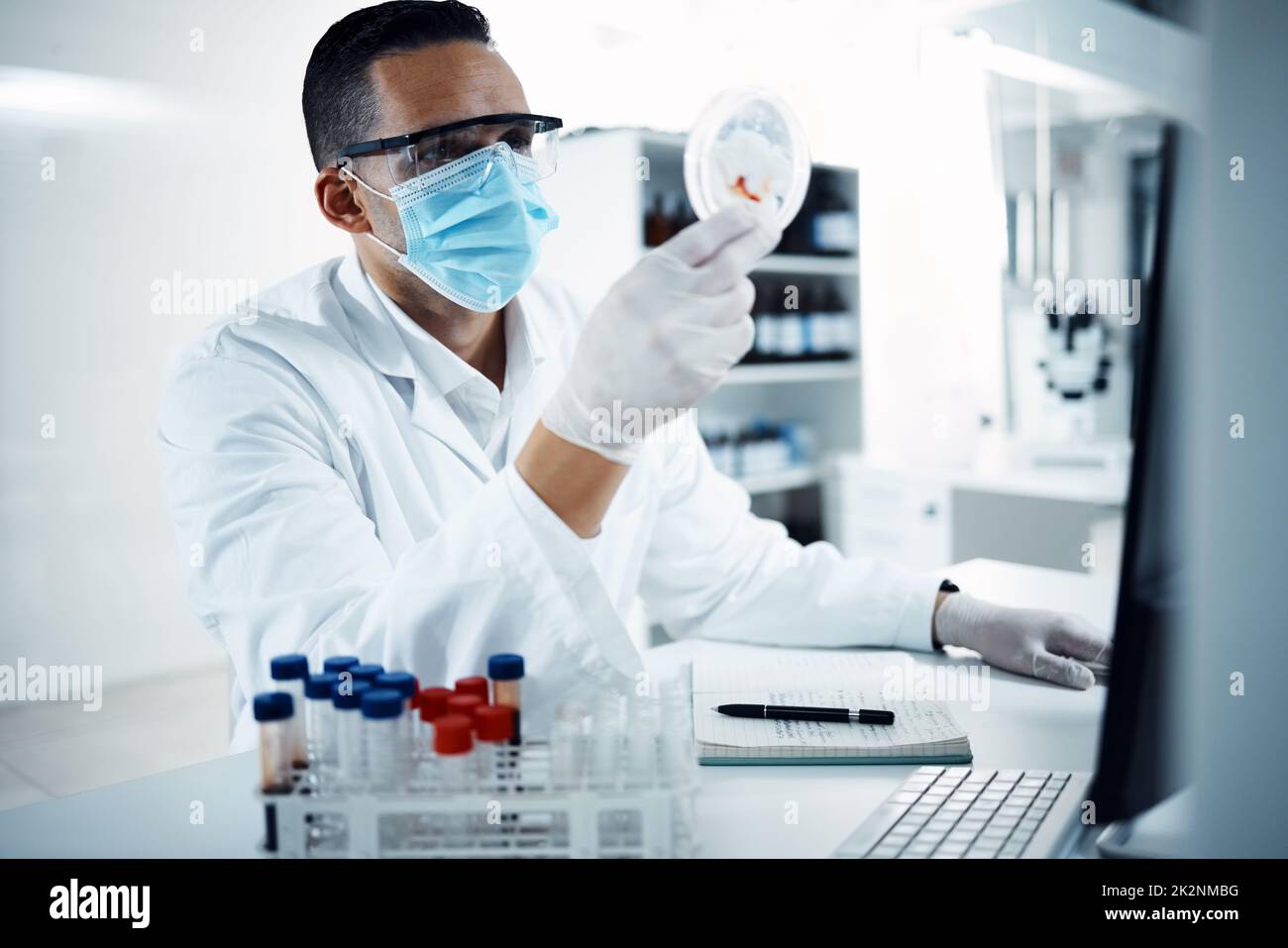 Les scientifiques ont le plus de culture. Photo d'un jeune scientifique effectuant des recherches médicales dans un laboratoire. Banque D'Images