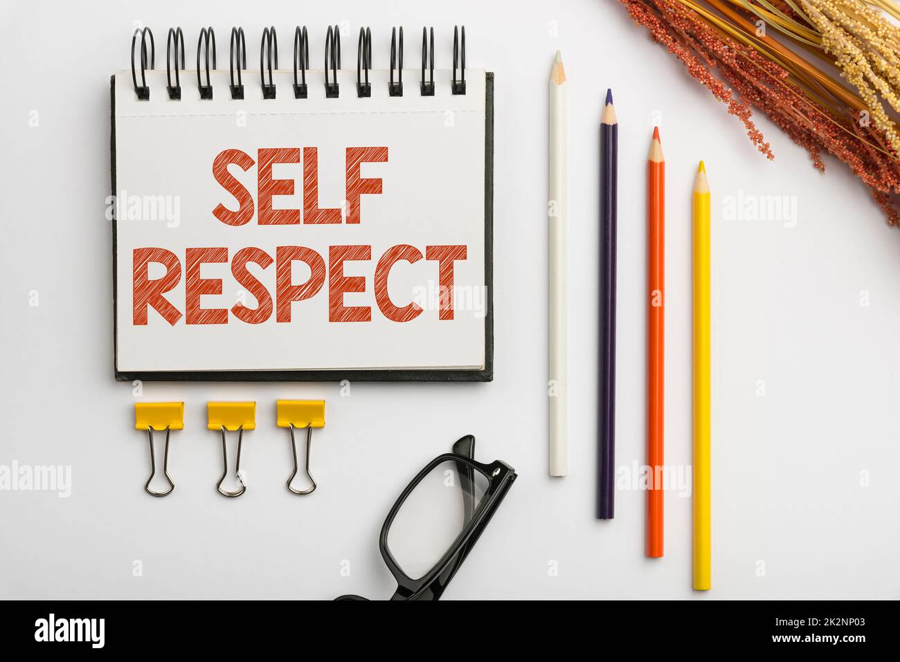 Affiche montrant le respect de soi. Photo conceptuelle fierté et confiance en soi Stand up for self flashy fournitures de bureau d'école, l'enseignement des collections d'apprentissage, l'écriture des outils Banque D'Images
