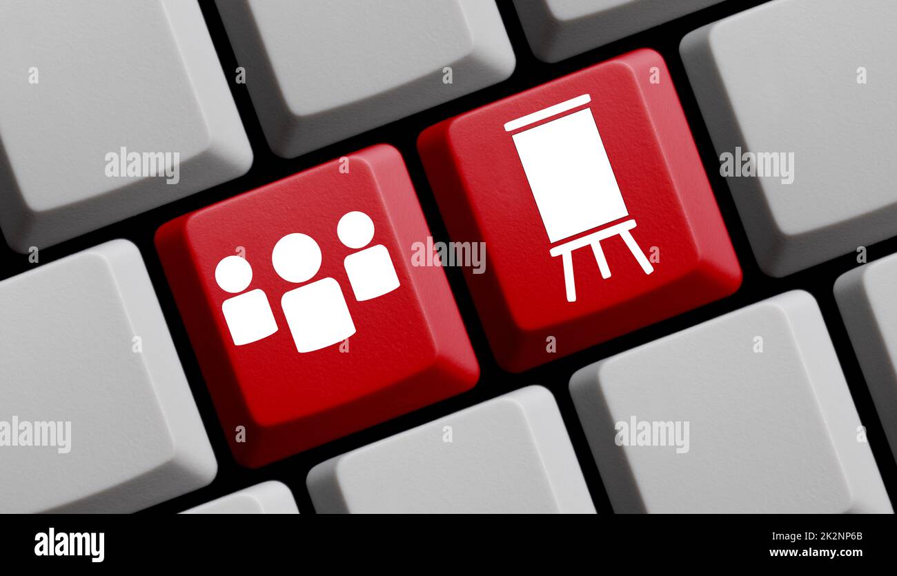 Clavier d'ordinateur rouge : illustration Digital Education 3D Banque D'Images