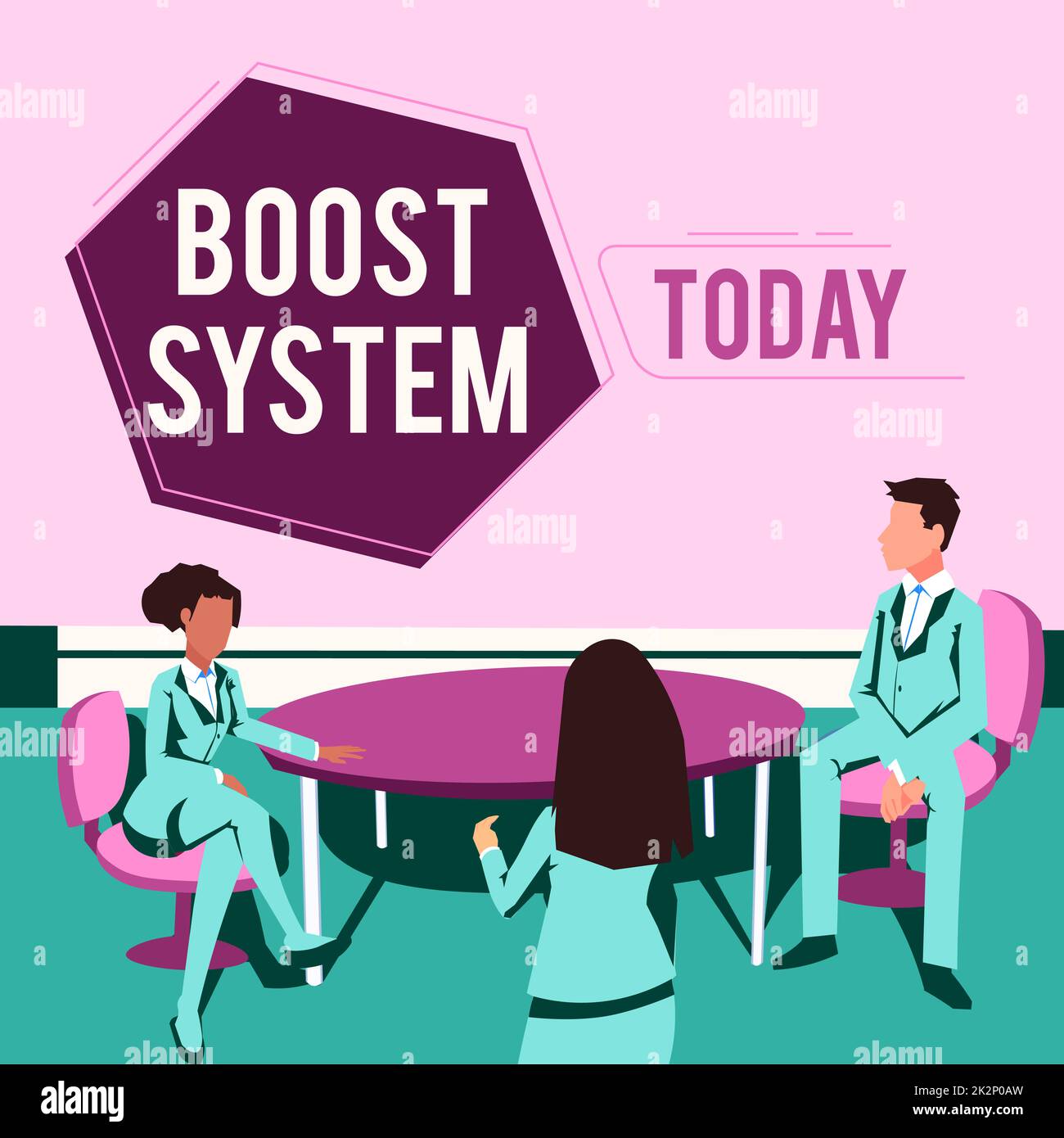 Affichage conceptuel Boost System. Photo conceptuelle rajeunissement mise à niveau renforcer être plus sain approche holistique collègues ayant des réunions présentant des idées de projet réaliser le travail d'équipe. Banque D'Images