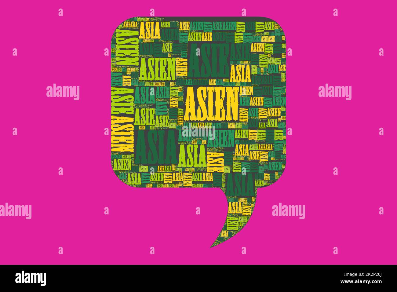 Les mots 'asiatique, Asie, Asie, ' comme Word Art, Word Cloud, Tag Cloud dans différentes langues avec Copy Space. Banque D'Images