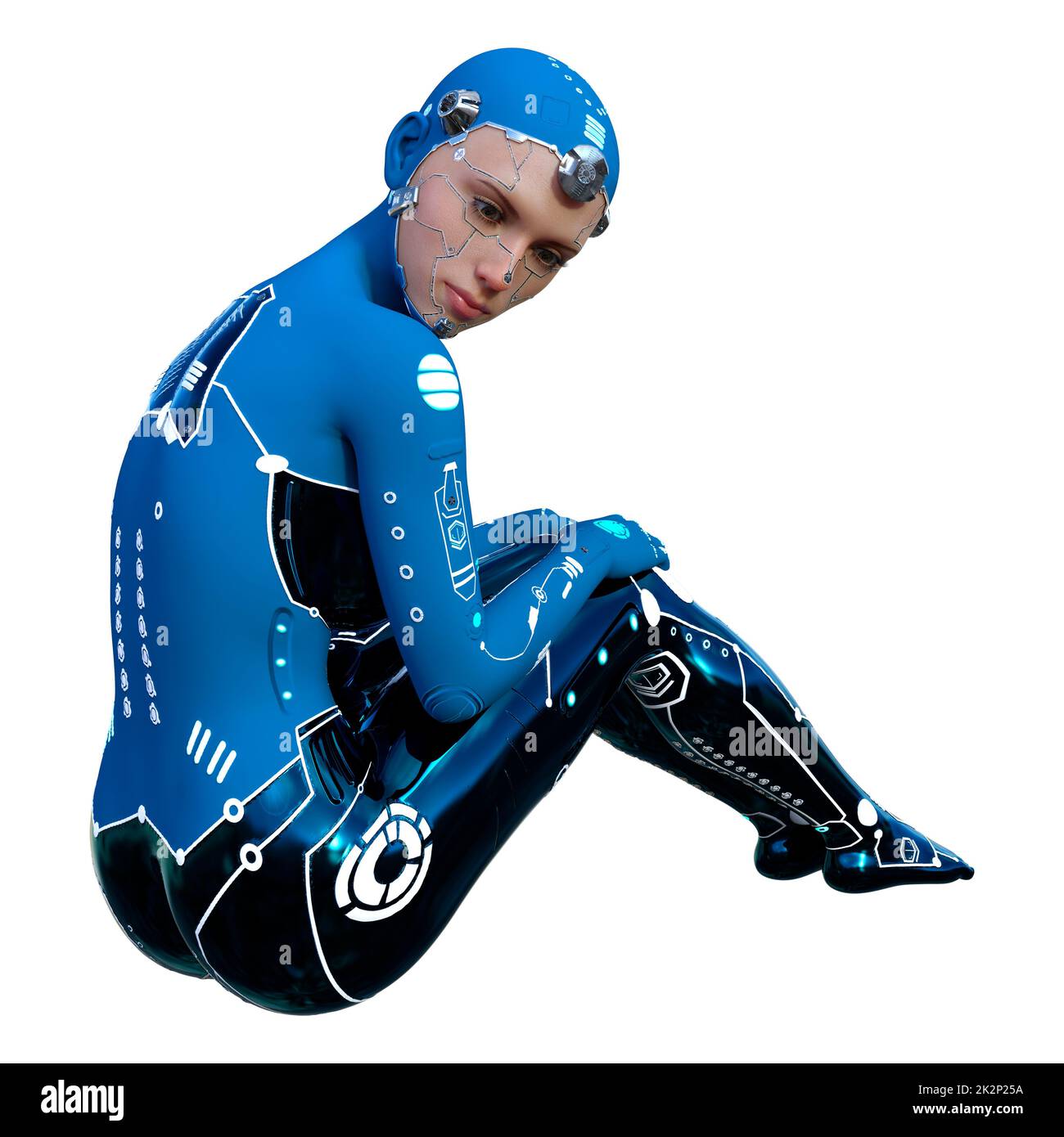 Le Rendu 3D Robot femelle on White Banque D'Images