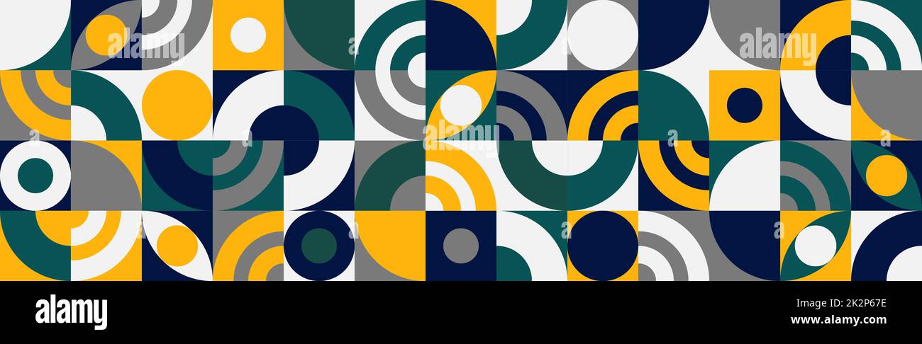 Modèle d'affiche géométrique style Bauhaus rétro avec géométrie abstraite - Vector Banque D'Images