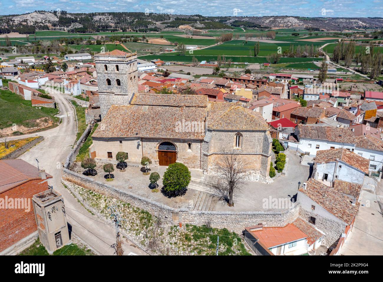 L'Église Saint-Mames d'Encinas de Esgueva est une municipalité de la province de Valladolid, Espagne. Banque D'Images