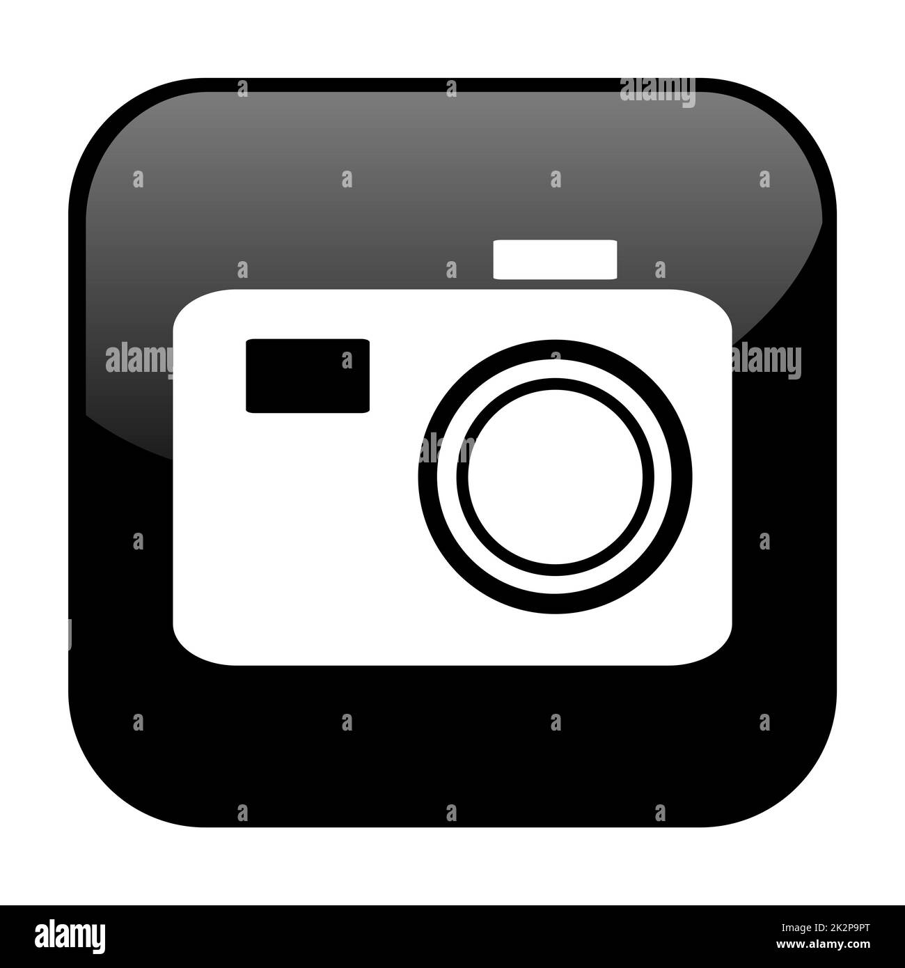 Bouton de couleur noire et icône blanche affichant l'appareil photo Banque D'Images