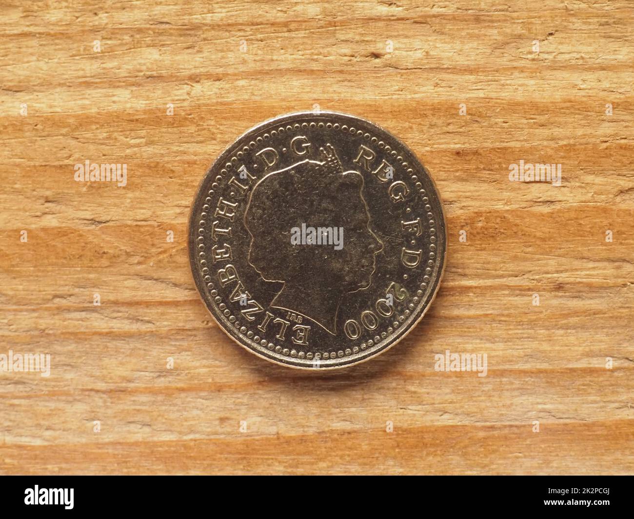 5 pence coin, côté opposé montrant la Reine, monnaie du Royaume-Uni Banque D'Images
