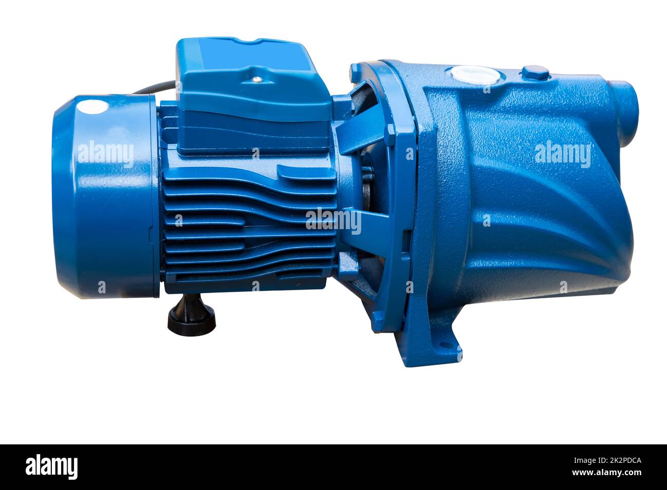 Pompe à eau bleue isolée sur fond blanc Banque D'Images