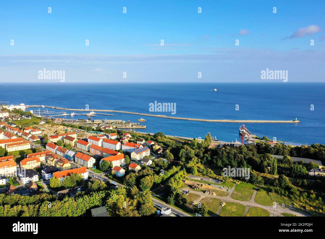 Vue aérienne de Sassnitz par beau temps Banque D'Images