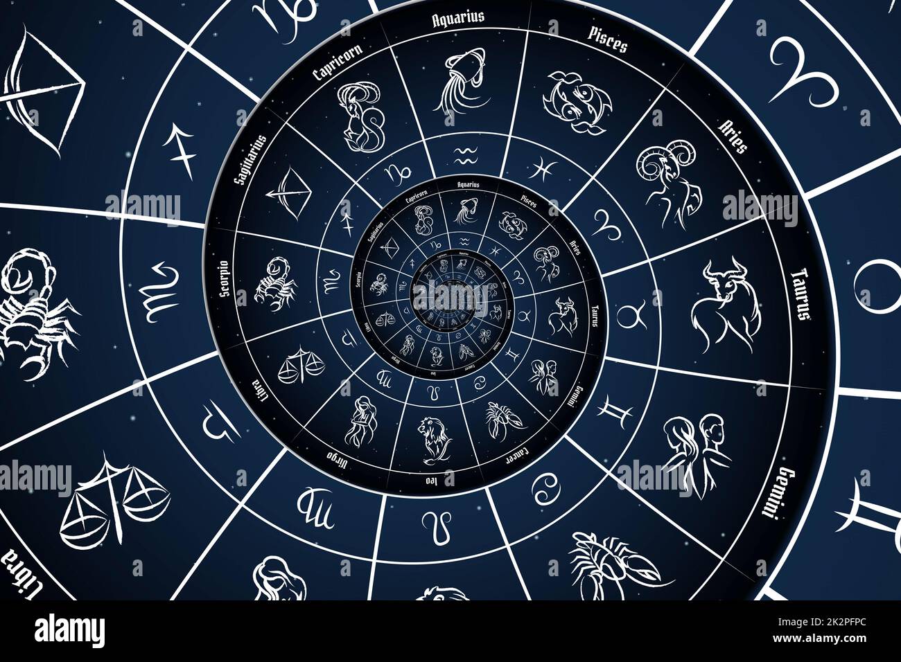 Arrière-plan astrologique avec signes et symbole du zodiaque. Banque D'Images